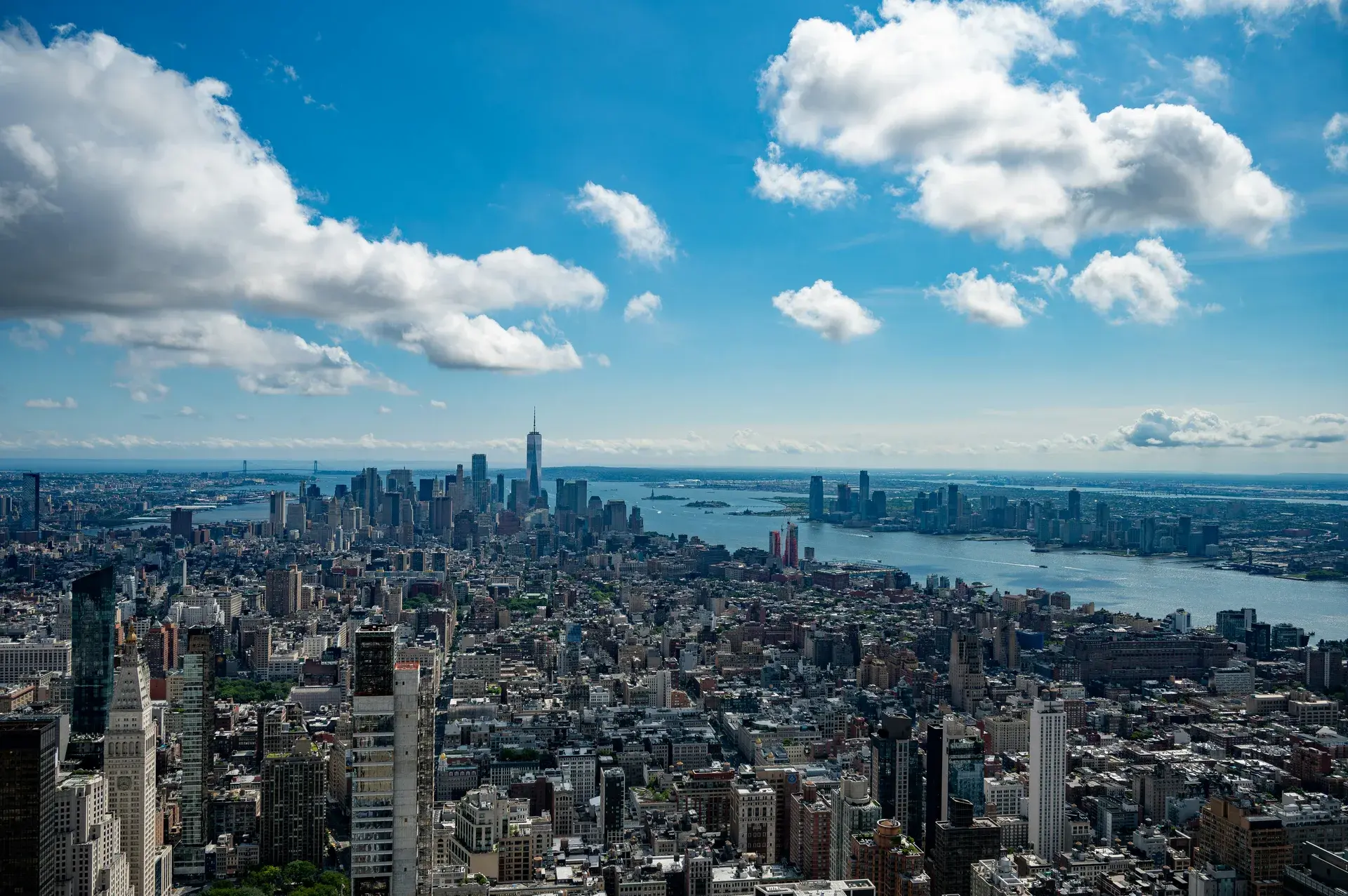 New York City skyline along the Hudson River, United States